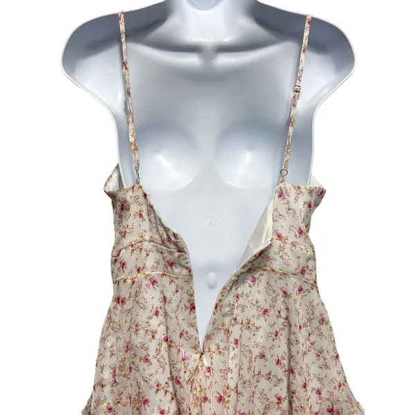 Alter'd State Women Babydoll Cottage Romper‎ M Ivory Pink Floral Ruffle Romantic - Image 6