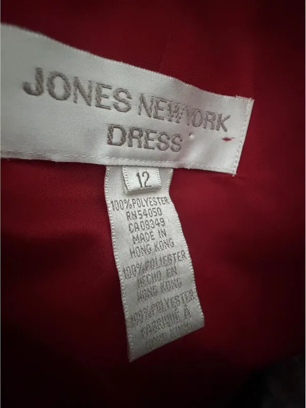 Jones New York Red Beaded Cowl Neck Formal Elegant Evening Dress - Image 8