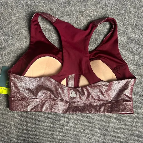 Tek Gear Women's Workout Athletic Sporty Zip Front Racerback Sports Bra Sz L - Image 3