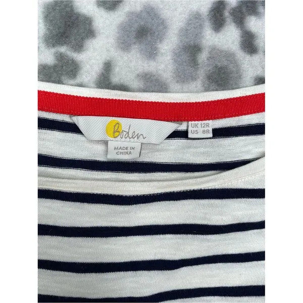 Boden Paulina Jersey Midi Dress US 8R Striped Cotton Coastal Preppy Breton - Image 12