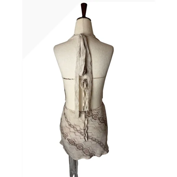 Princess Polly Snakepit Halter Plunge Mini Dress Women 0 Ivory Snake Print Party - Image 3