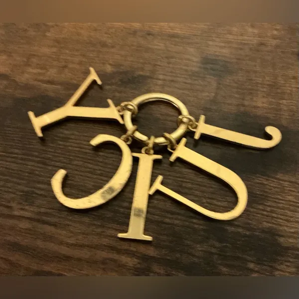 Rare HTF Vintage Juicy Couture Letters Black/Gold Y2K Keychain Keyring Key Fob - Image 2
