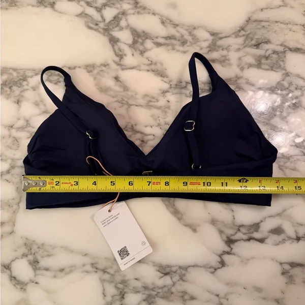 NWT Quince Navy Blue Italian v-neck bikini top Sz L - Image 10