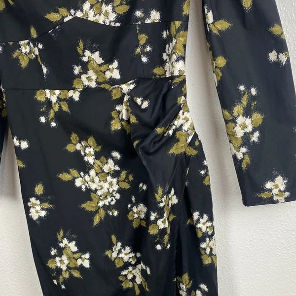 Reformation Floral Sweetheart Neck Midi Dress Long Sleeve Side Slit Size 6 . - Image 5