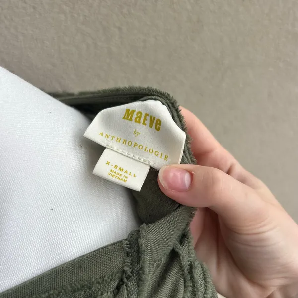 Maeve by Anthropologie Olive Green Striped V-Neck Blouse Longsleeve Size XS - Image 6