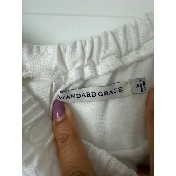 Standard Grace White Boho Embroidered Lace Tunic Off Shoulder Bell Sleeve Small - Image 14