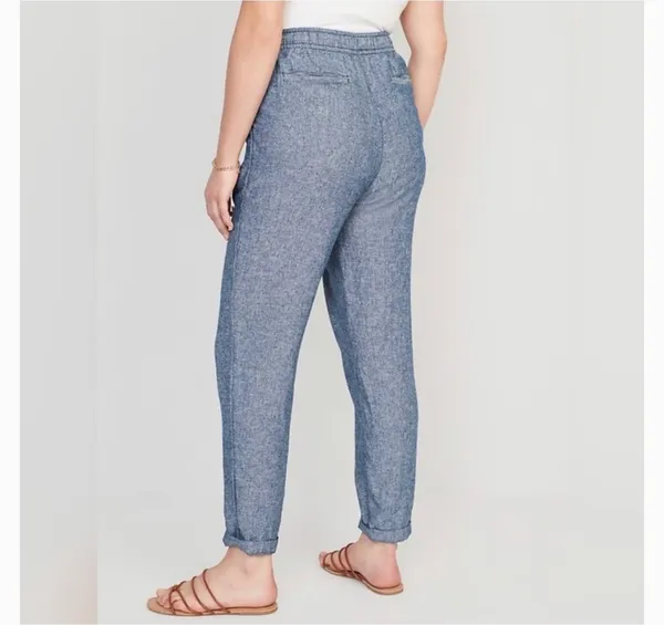 Old Navy high-waisted linen-blend cropped tapered pants - Image 2