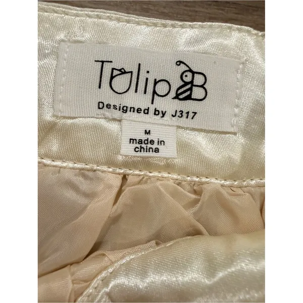 Ivory Swiss Dot Mesh Overlay Mini Skirt NWT Size Medium‎ Tulip B coquette - Image 3