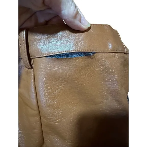Princess Polly cognac brown wide leg faux leather‎ high rise pants sz 10 - Image 4