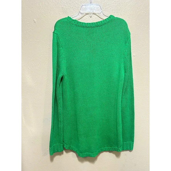 Lauren‎ Ralph Lauren Green Knit Sweater Womens Large Cotton Crewneck - Image 3