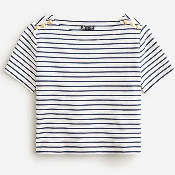 NWT J. Crew Mariner Cloth Short-Sleeve‎ T-Shirt with Buttons Sz S - Image 3