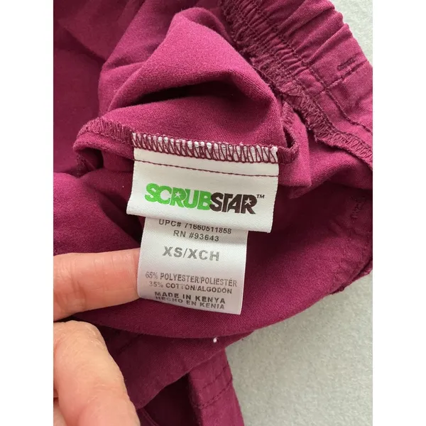 Scrubstar‎ Cargo Scrub Pants XS Wine Burgundy Drawstring Elastic Waist Medical - Image 3