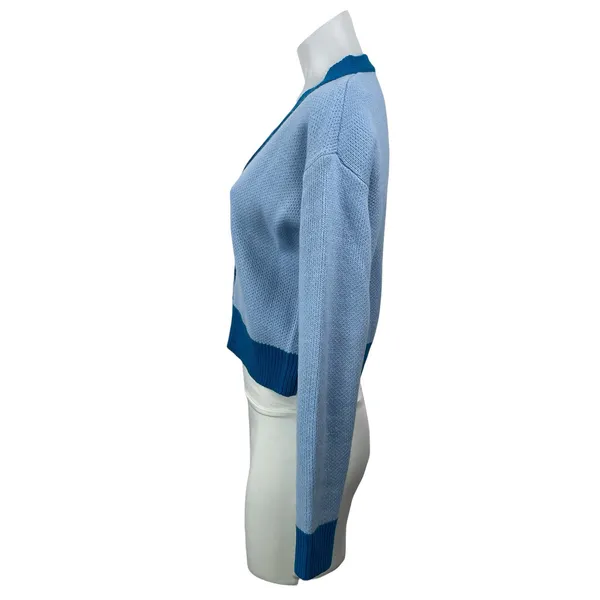 Princess Polly Zaynah Blue Long Sleeves Knit Cropped Cardigan Sweater Top XS - Image 2