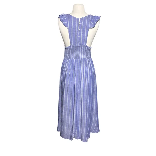 FREE PEOPLE Boho Coastal Striped Lightweight Chambray Midi Dress - Image 6