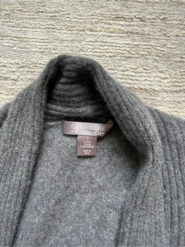 Charter Club Cashmere Dark Gray Cardigan (Size Small) - Image 4