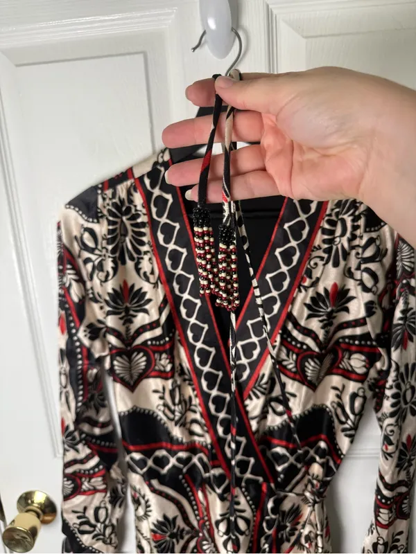 Farm Rio Passion Scarf Wrap Mini Dress XS - Image 7