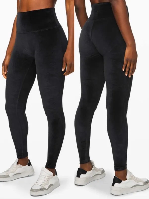 LULULEMON Wunder Lounge Black Velvet High Waisted Leggings - Image 3