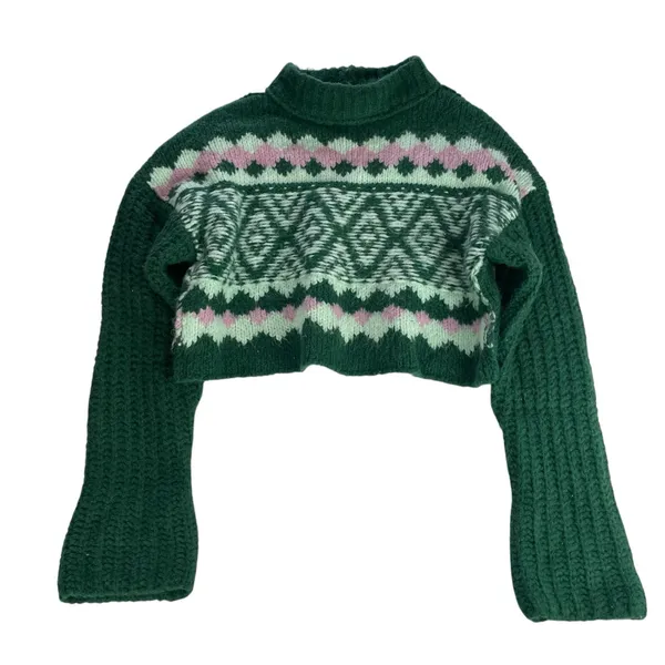 Free People Green and Pink Patterned Sweater - Image 6