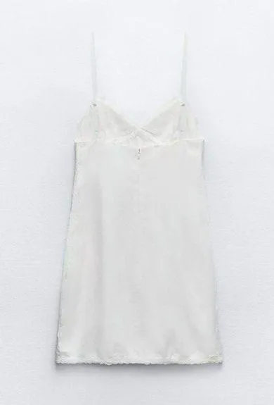 NWT❗️ Zara Embroidered Short Dress with Lace Detail White Size L - Image 8