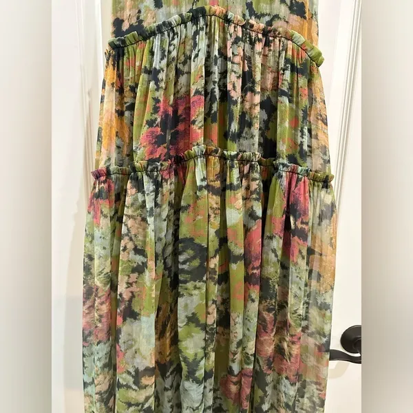 Free People NWT Evereve Dress Green Floral Medium Flowy‎ Beach Vacation - Image 5