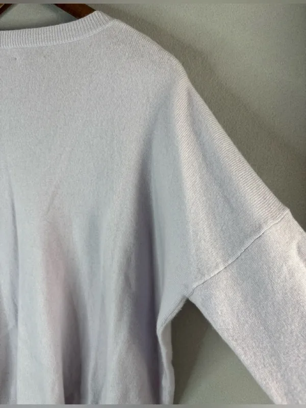 J. Crew L Lux Preppy Cashmere Pale Lavender V-Neck Lightweight Sweater - Image 4
