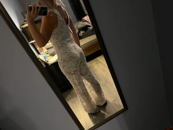 White Floral Lace Jumpsuit Romper - Image 2