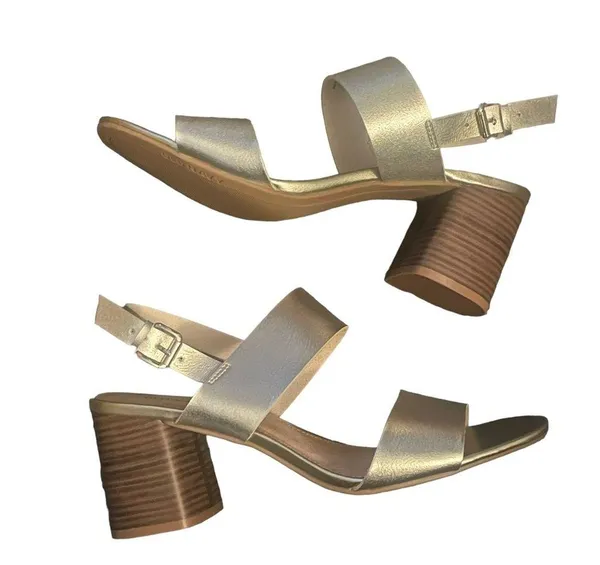 Old Navy  metallic gold sling back block heel sandals - Image 3