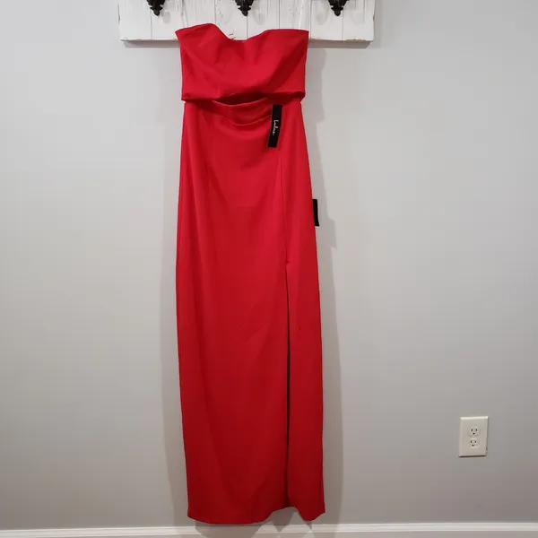 Lulu's Extravagant Persona Strapless Cutout Column Maxi Dress Red NWT S - Image 2