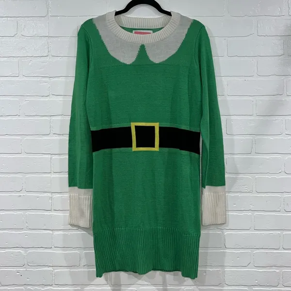 Tipsy Elves Holiday Christmas Buddy The Elf Sweater Dress Ugly Christmas Sweater - Image 4