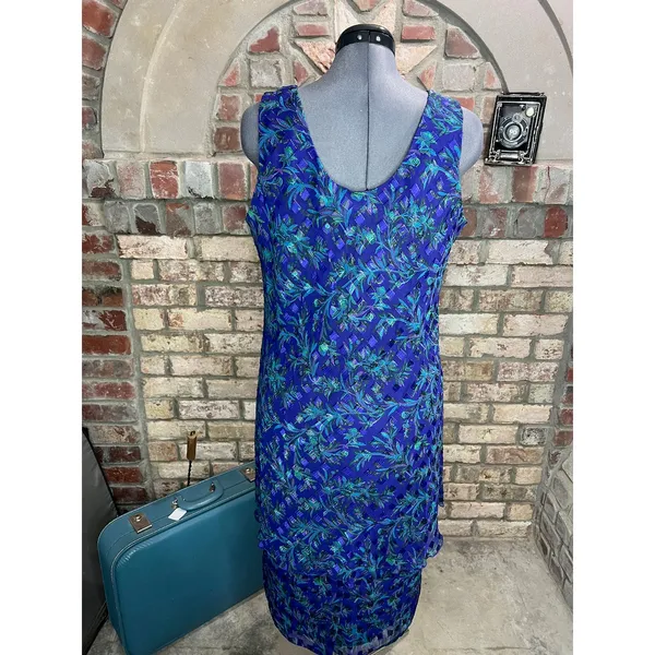 illusion dress tank tiered flutter front jacket purple blue green - Image 9