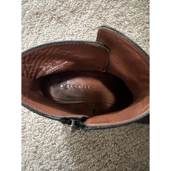 Coach Women's Chrystie Bootie Black Leather Ankle Heeled Size 9 - Image 12