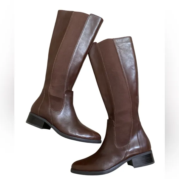Elegant Brown Knee-High Women's Riding Boots preppy equestrian - Image 3