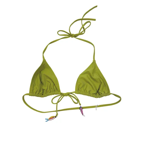 Solid & Striped The Iris Triangle Bikini Top Guava Green Fish Charms Size M - Image 2