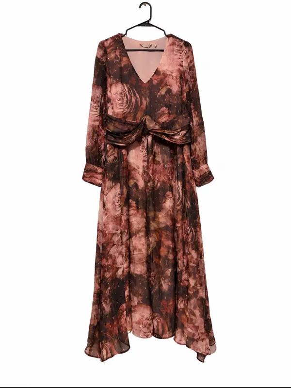 Soft Surroundings Rina Silk Floral Maxi Dress Women’s Size 14 - Image 3