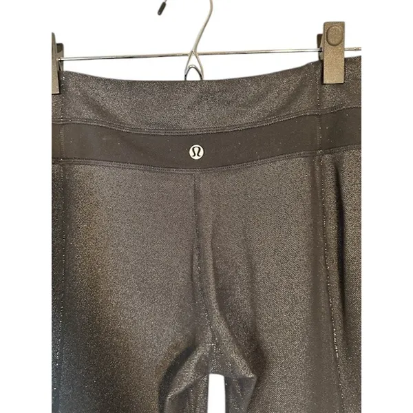 Lululemon Gray Black Wide Leg Flared Athletic Running Lounge Pants Women Sz 6 - Image 8
