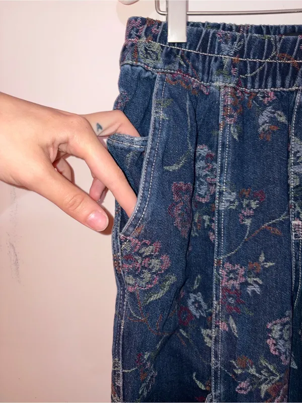 BDG Floral Tapestry Denim Jogger Pants - Navy Ground with Multi-Color Florals - Image 3