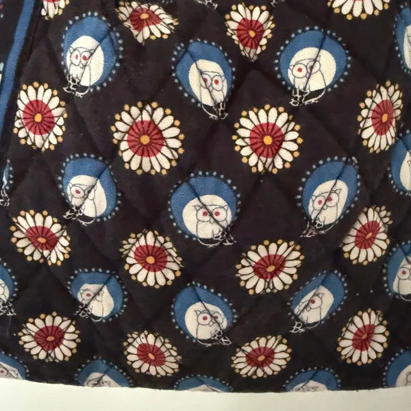 Vera Bradley Retired Night Owl Brown Black Quilted Cotton Hobo Shoulder Bag - Image 9