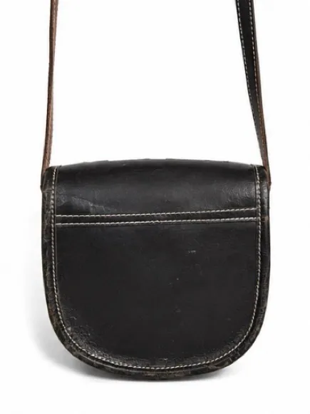 Vintage black leather woven crossbody purse - Image 3