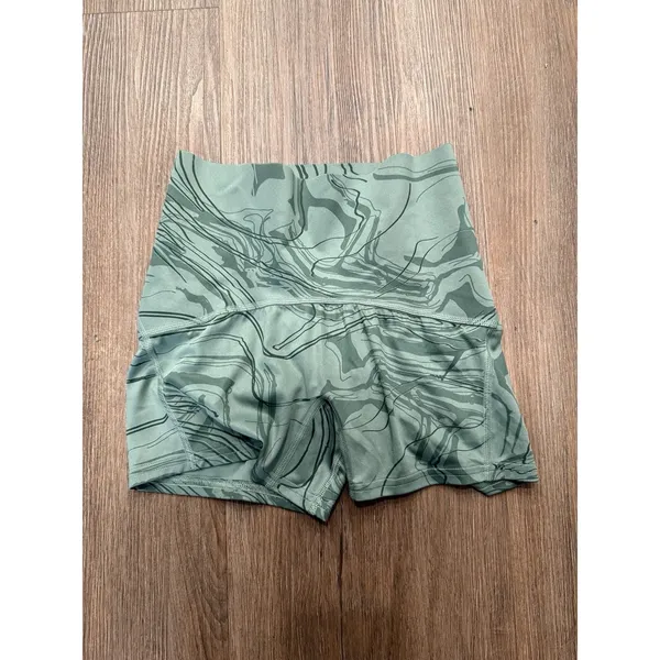 Gymshark Women's Scrunch Shorts XSmall Green‎ Abstract Pattern - Image 3
