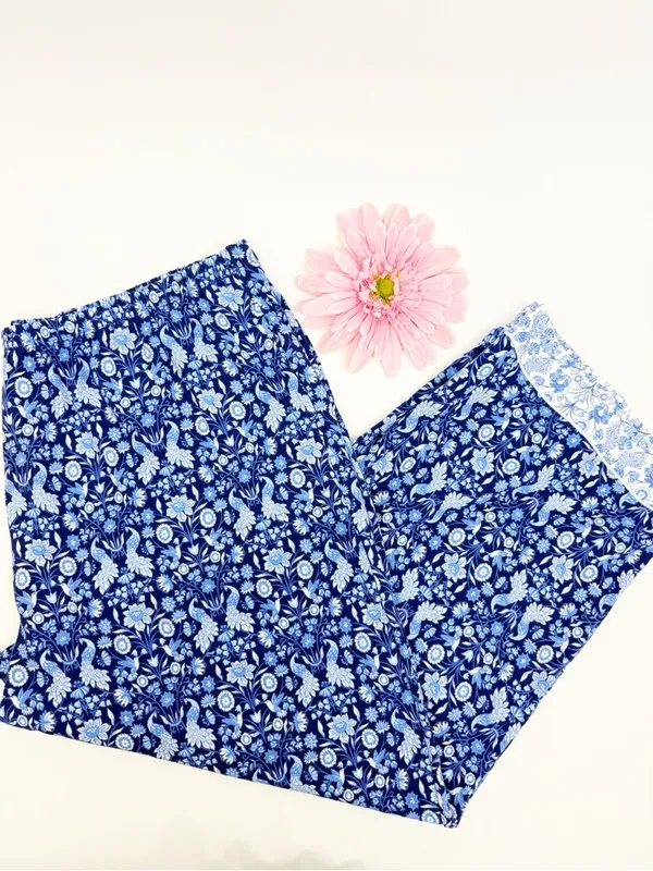 BedHead 3/4 Sleeve Classic PJ Set Bloomscape Blue Bird Floral Cropped Pajama Set - Image 10