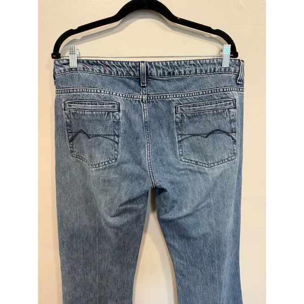 American Eagle Wide Leg Jeans Size 12 Blue Vintage Y2K 2003 Boho Skater Tall‎ - Image 10