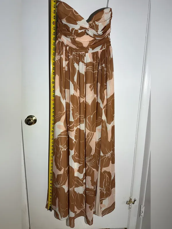 Katie May Adele Strapless Floral Maxi Dress in Brown and Blush Gown - Image 7