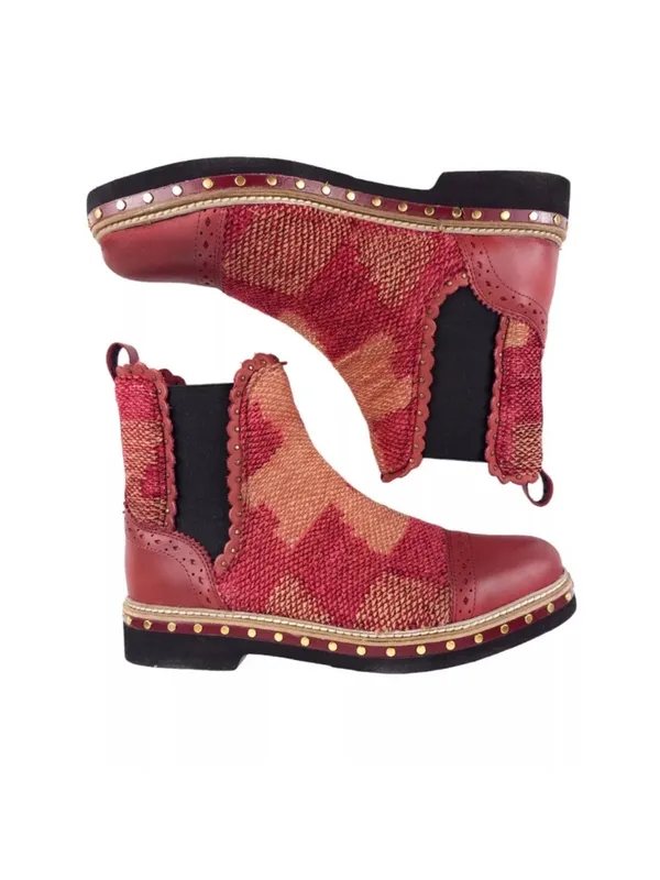 Free People Textile Atlas Chelsea Boot in Burgundy Red Kilim 36.5/6.5 - Image 2