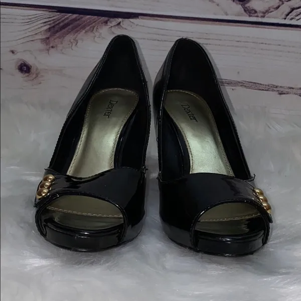 Dexter Patten Black Heels with Gold Buttons 8 - Image 6