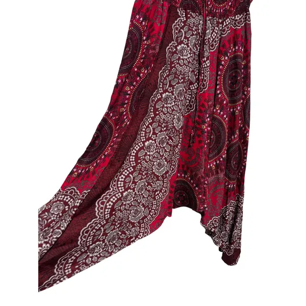 Bohemian Red Patterned Strapless Jumpsuit Small - Image 6