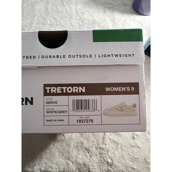 Tretorn Womens Serve Sneakers White/Grey Size 9 Memory Foam Footbed Durable Ligh - Image 4