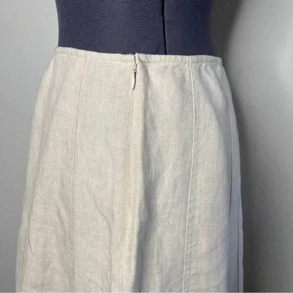 Vintage Charter Club Oatmeal Beige 100% Linen Paneled A Line Midi Skirt Coastal - Image 3