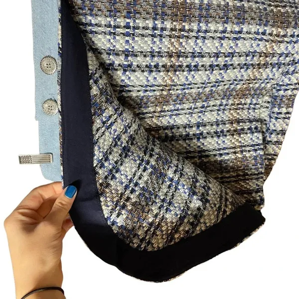 Zara‎ Tweed Weave Mini Skirt in Blue Denim Combination Size Medium - Image 5