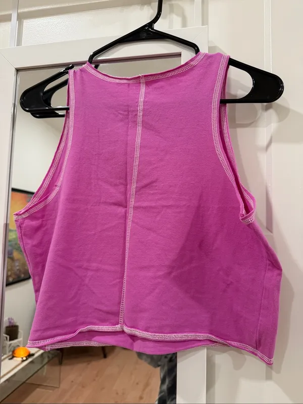 Mighty Fine Women's Celestial Moon Graphic Cropped Tank Top Purple Size L - Image 4