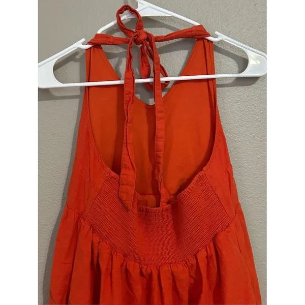 American Eagle Orange Cotton Linen Halter Neck Tiered Dress Women’s Size Medium - Image 6